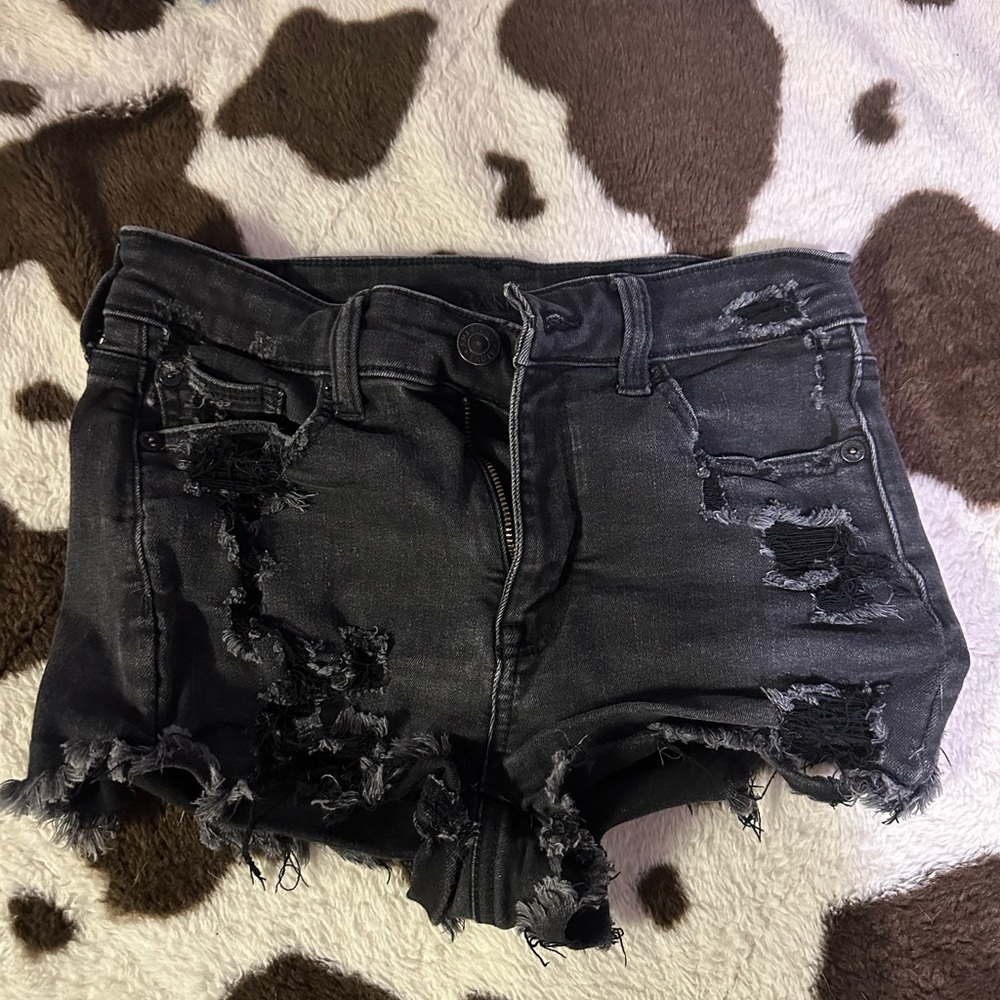 American Eagle Outfitters Ripped Charcoal Jean Shorts